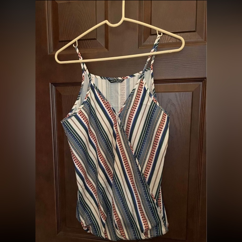 Geo Print Draped Overlap Cami Top
